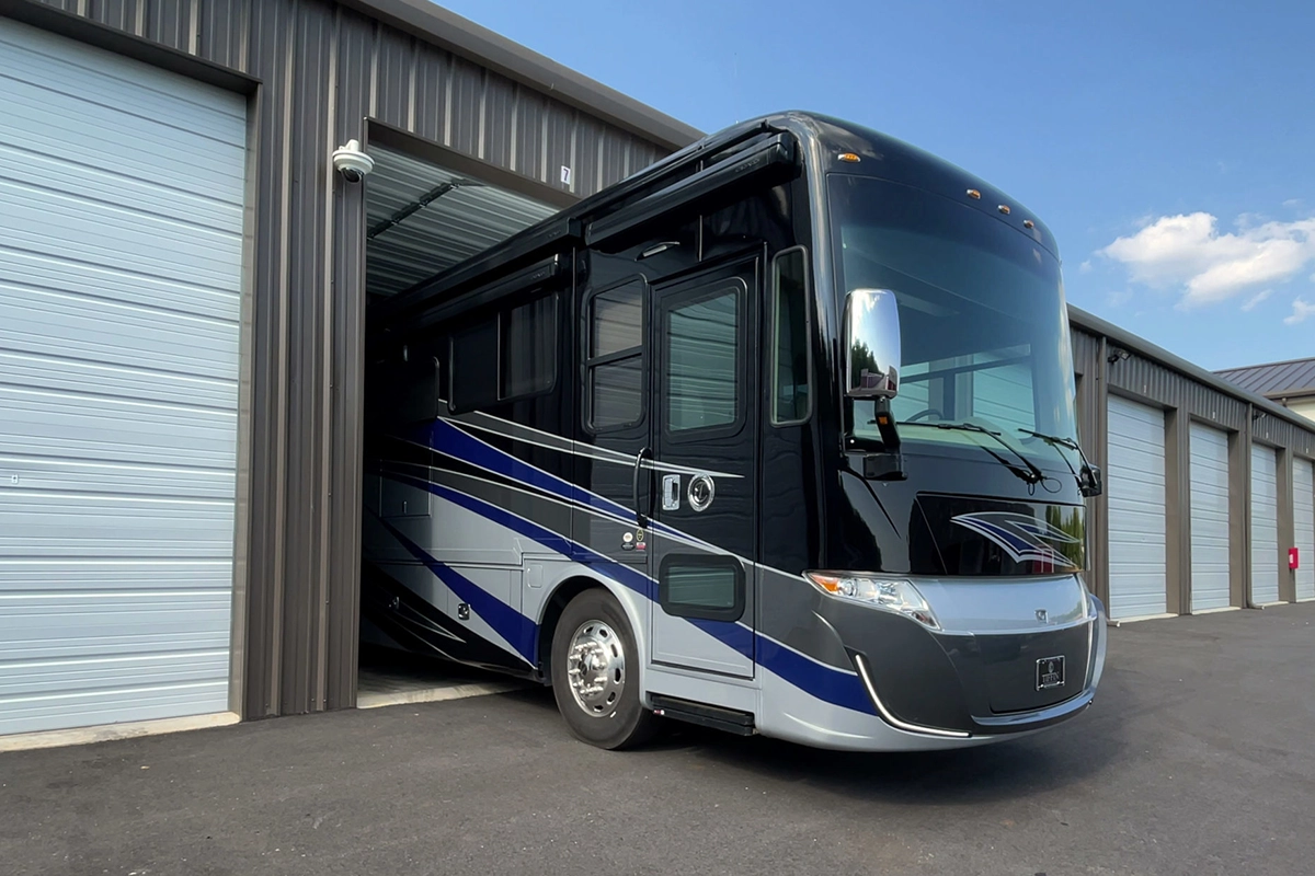 RV inside of guthrie's self storage unit