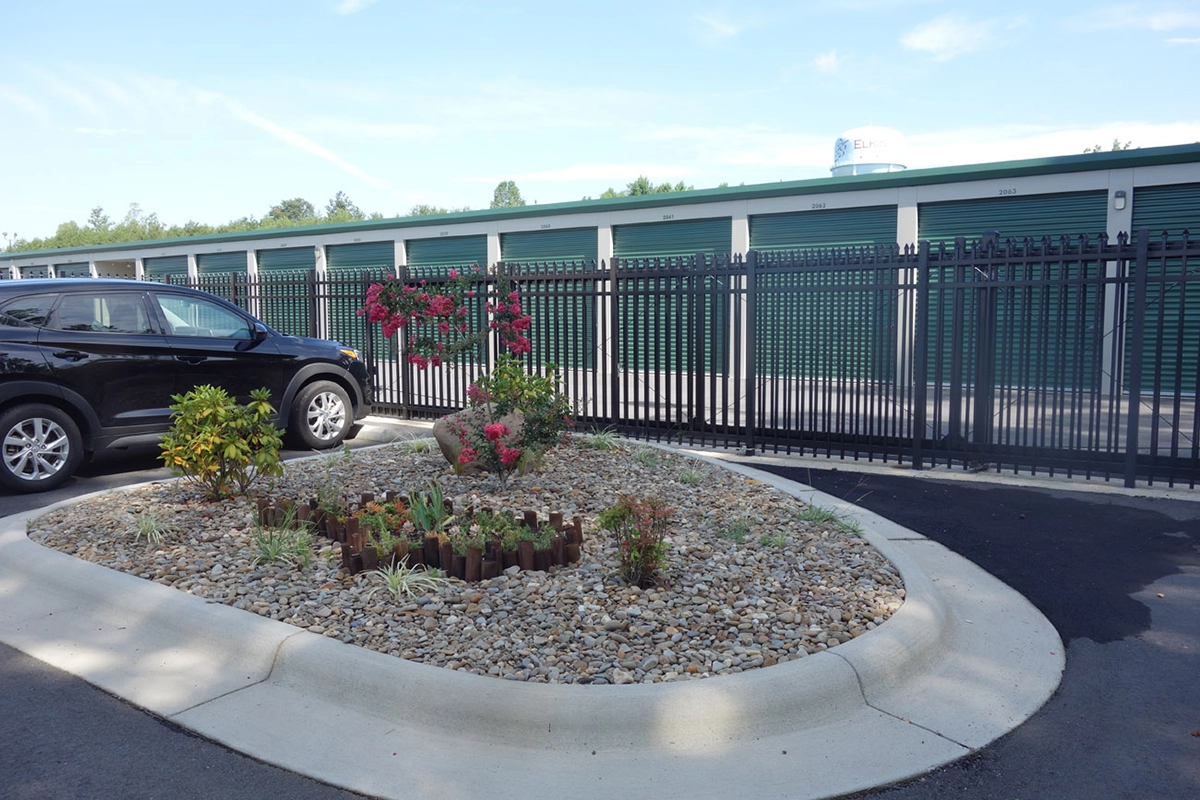 Yadkin valley self storage building exterior landscaping