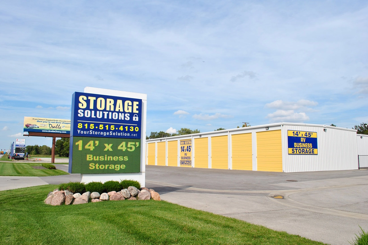 storage solutions building exterior and sign