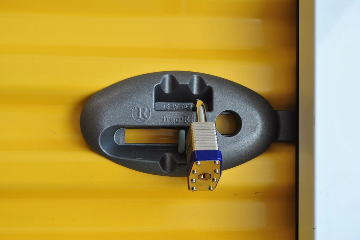 close up of lock on storage unit