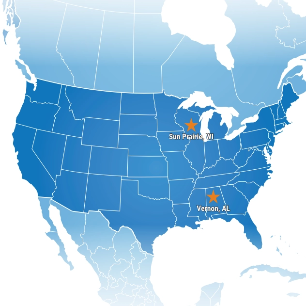 US map with Trachte locations