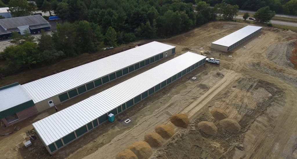 aerial view of storage complex being built