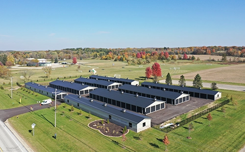 aerial view of self storage facility