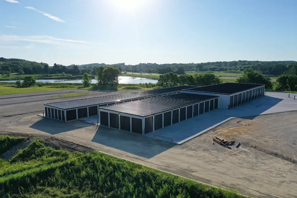 aerial view of self storage facility