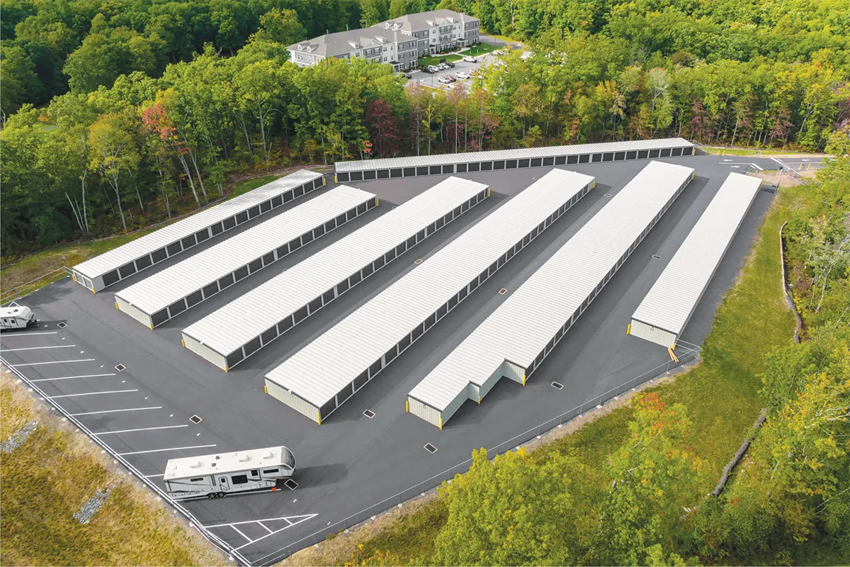 aerial view of self storage facility