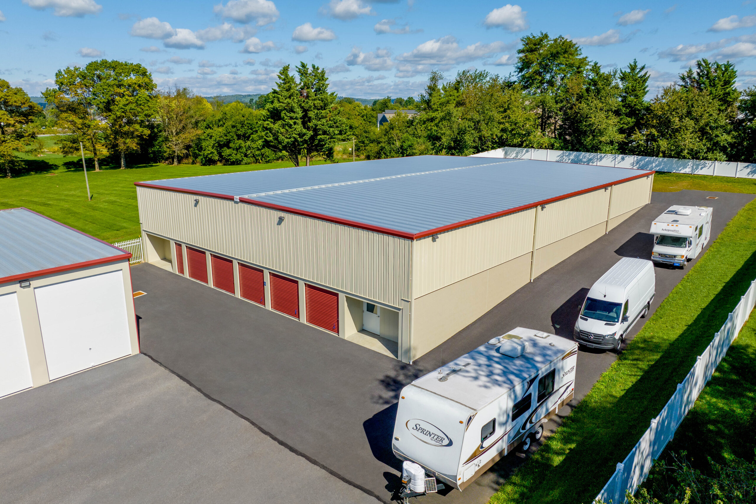 aerial view of self storage facility