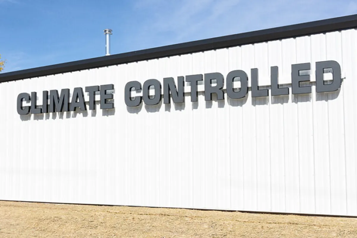 Climate controlled sign on storage facility